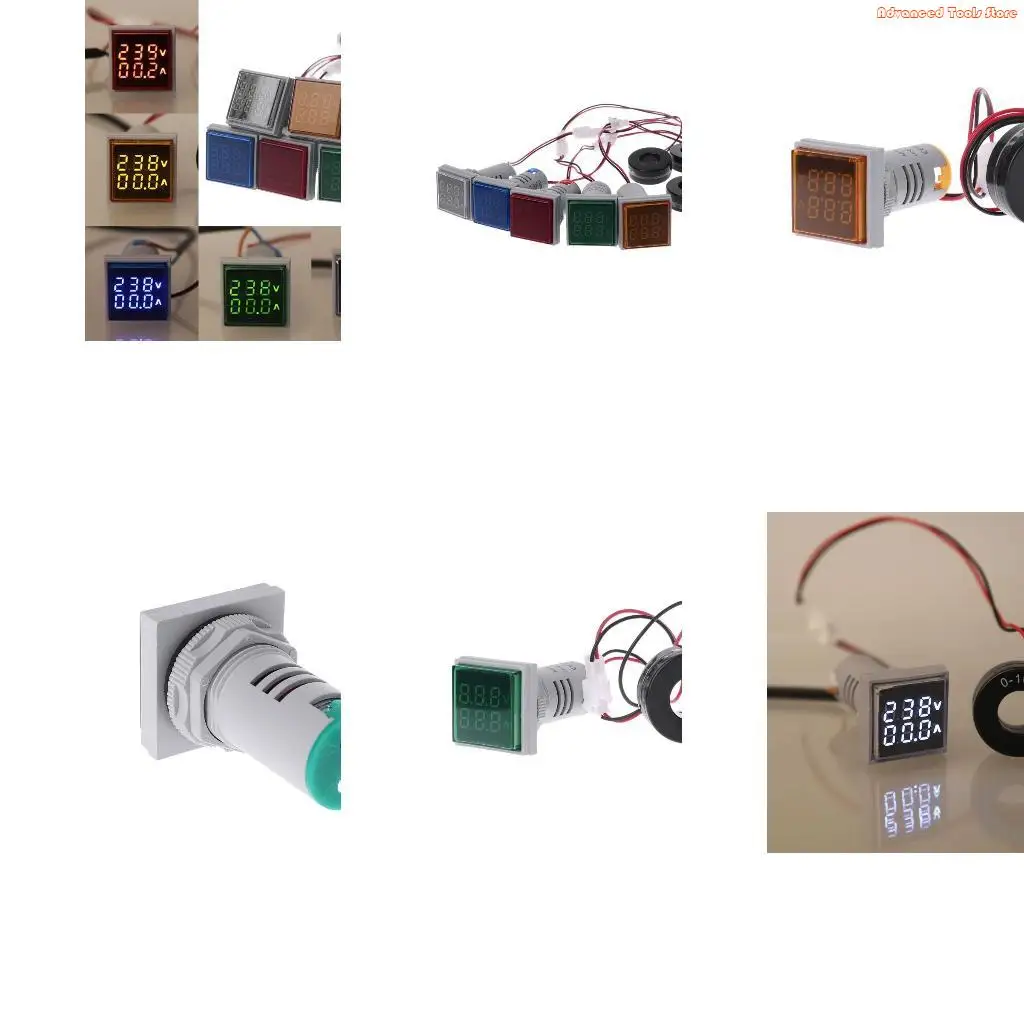 Square LED Digital Voltmeter Ammeter Light Current Combo W91B