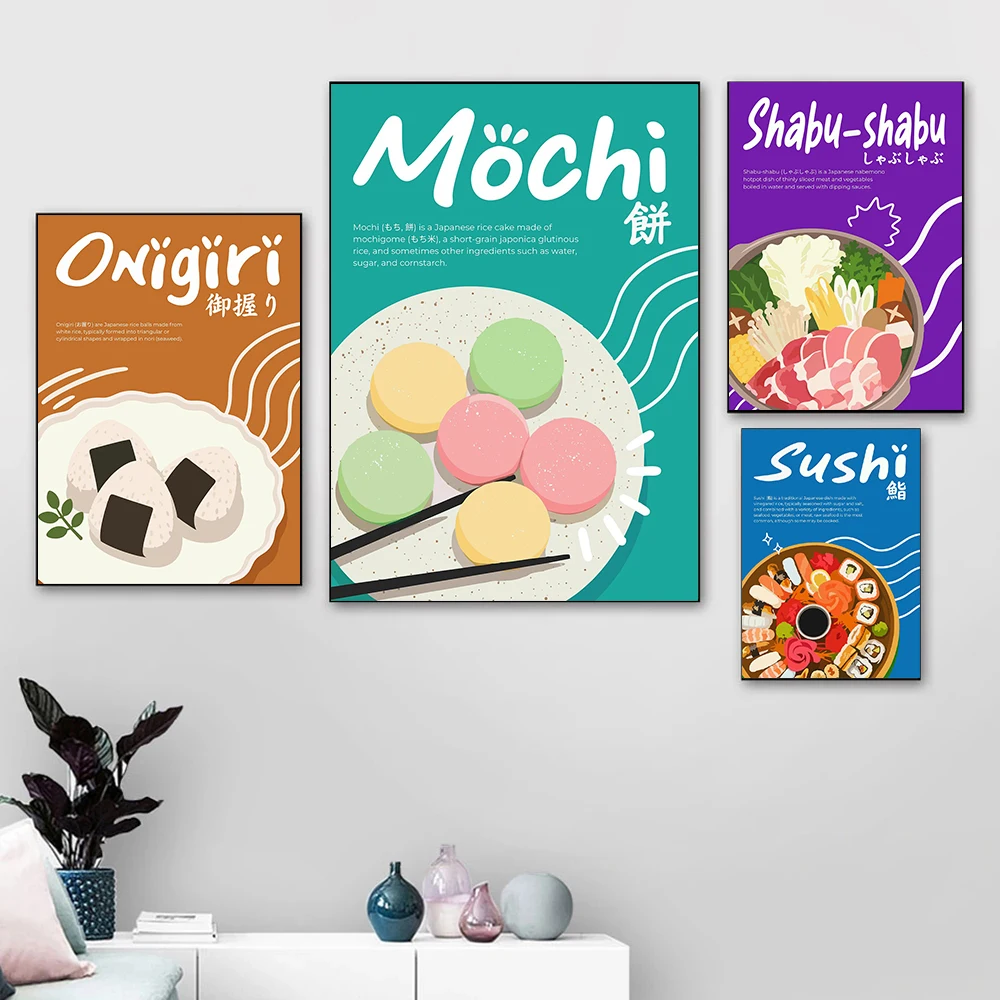 Classic Japanese Sushi Platter Posters Gyoza Katsudon Mochi Modern Prints Canvas Painting Wall Pictures Home Living Room Decor