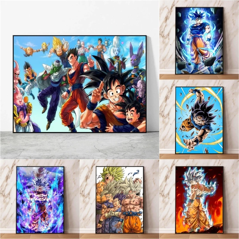 

Classic Dragon Ball Posters Anime Figures Goku Gohan Canvas Wall Art Home Decor Picture Hanging Painting Children's Gift