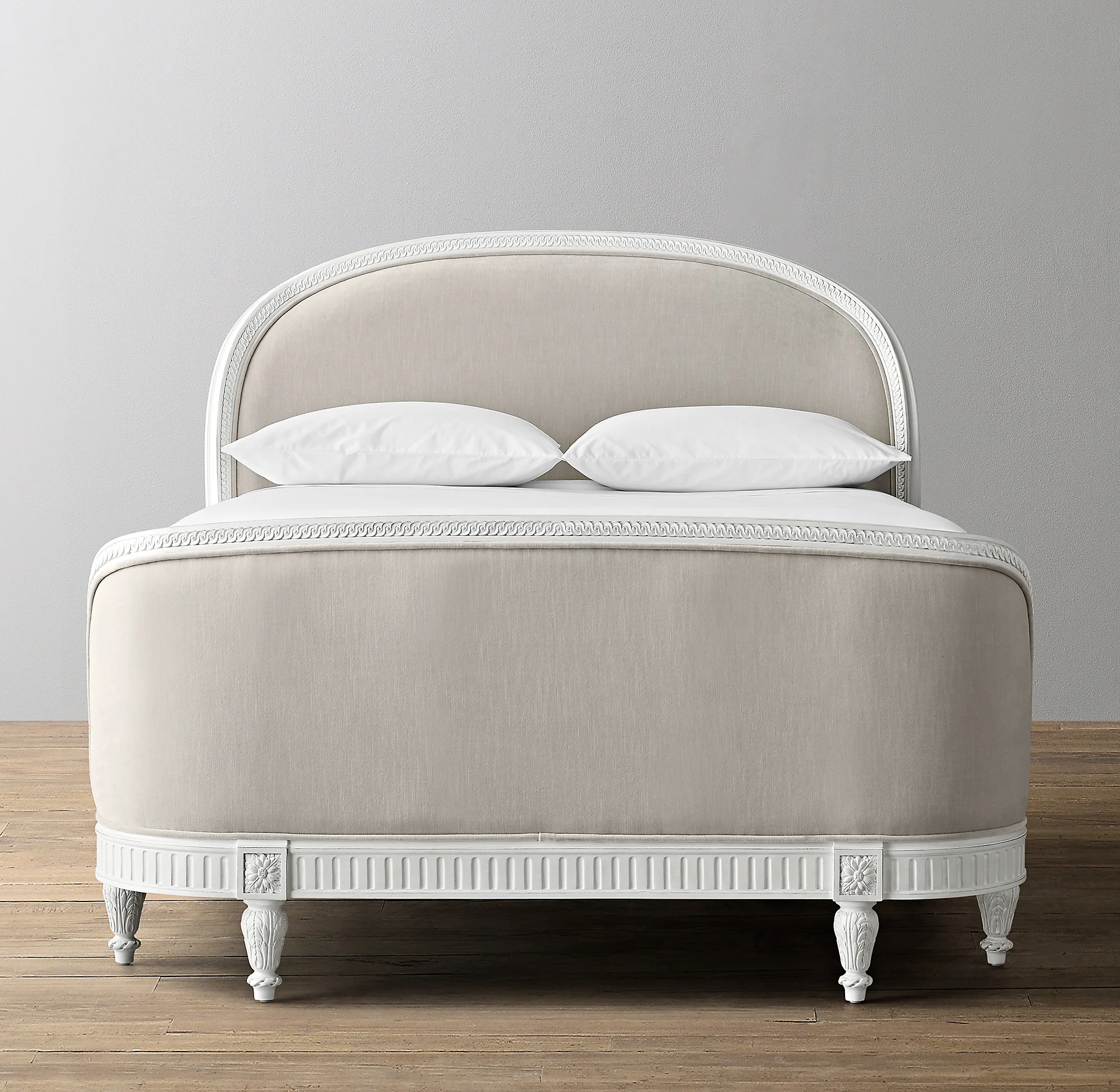 

RH American oak bedroom engraved solid wood white French retro single double bed custom color size custom