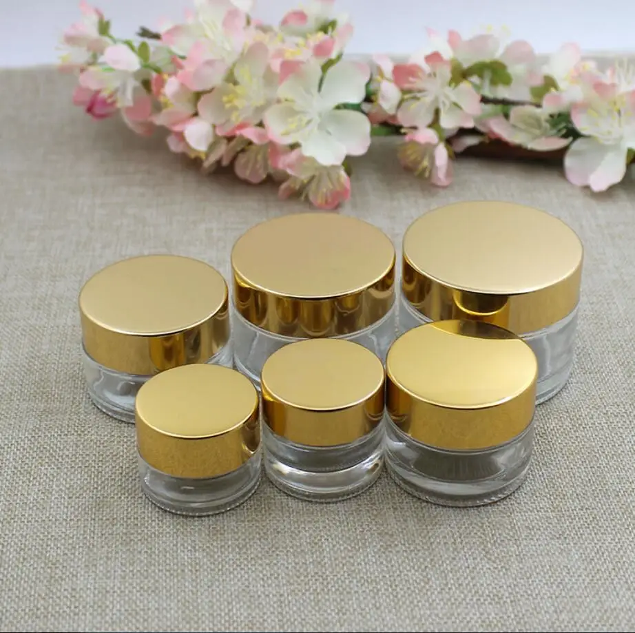 

5G10g15g20g30g50g clear glass jar pot tin essential gel serum moisture eye cream sample test skin care cosmetic packing