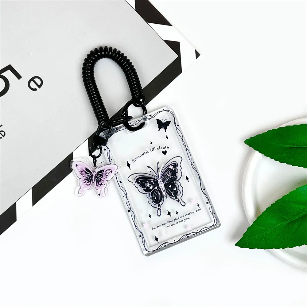 Ins Butterfly Acrylic Photocard Holder Keychain 3 Inch Kpop Idol Photo Sleeve ID Card Holder Student Card Case Protective Case image 4
