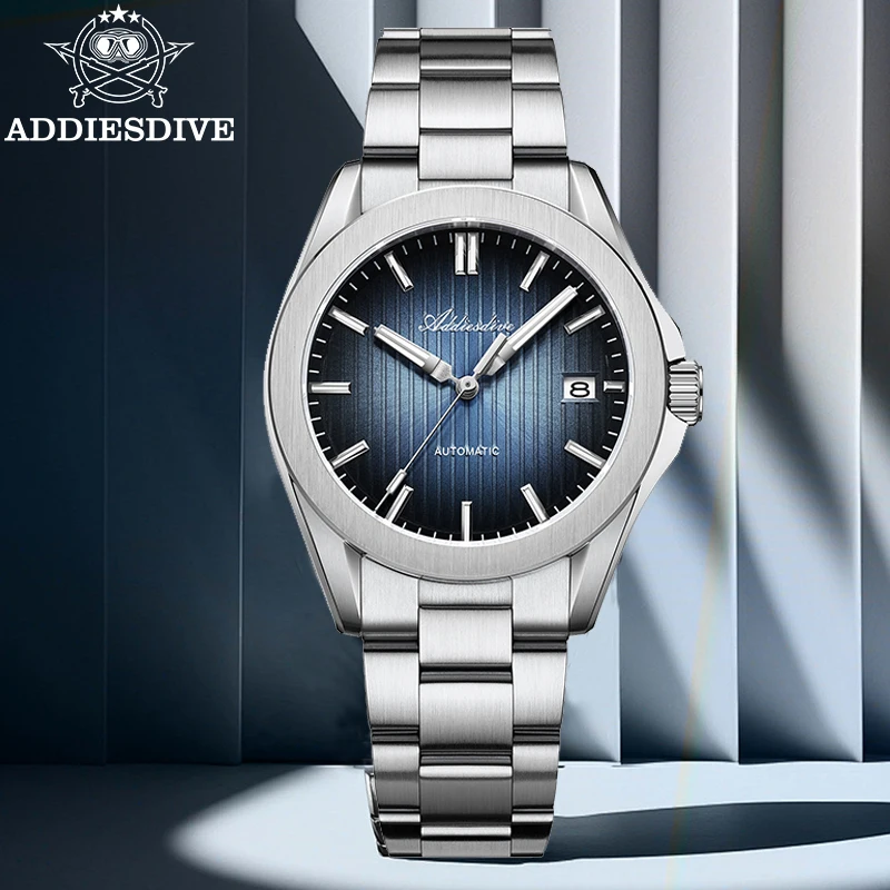 

ADDIESDIVE Automatic Watch for Men New Sapphire Blue Sunburst Waterproof 20Bar Diving Luminous 8215 Mechanical Wristwatch AD2533