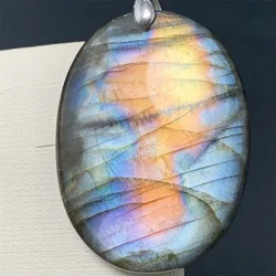 Kaleidoscope Brilliant Natural Colorful Labradorite Necklace Women Rainbow Orange Blue Purple Labradorite Pendants Healing Beads
