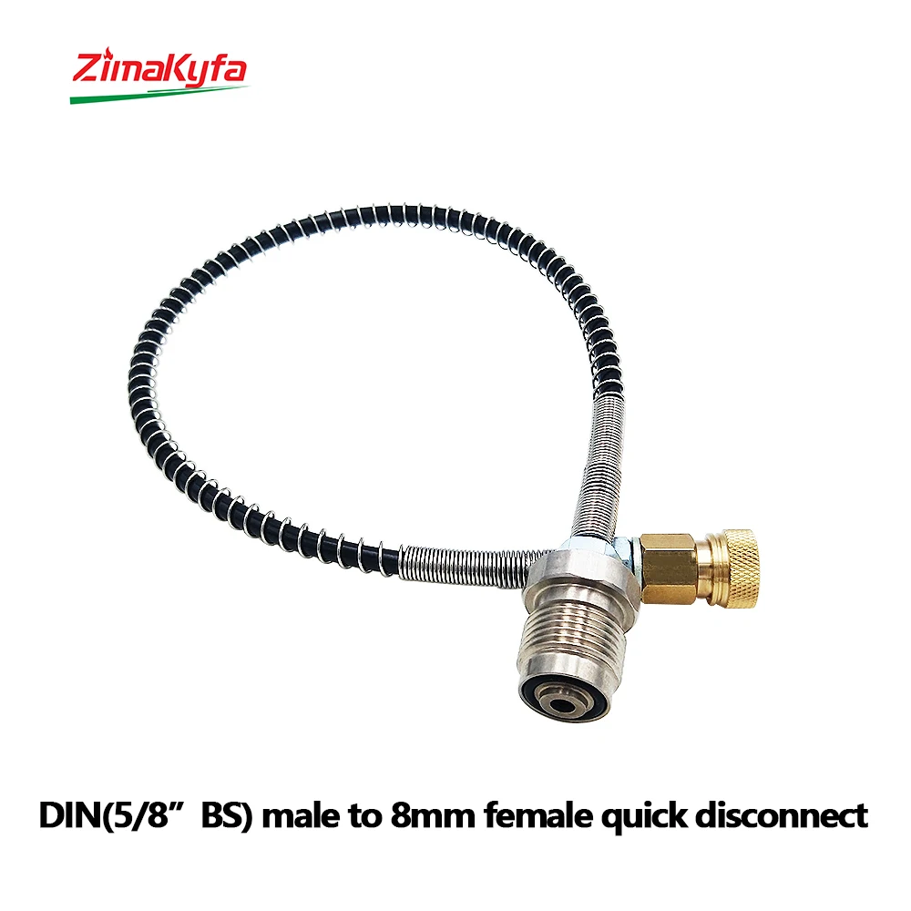 DIN300bar G5/8 Charging Adaptor Adapter with HPA 50cm High Pressure Reinforced Remote Hose & 8mm Quick Female QD