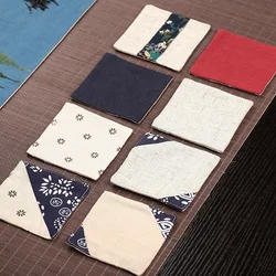 Cotton and Linen Kung Fu Tea Coasters Simple Solid Color Square Coaster Anti-scald Absorbent Heat Insulation Mat Home Mats