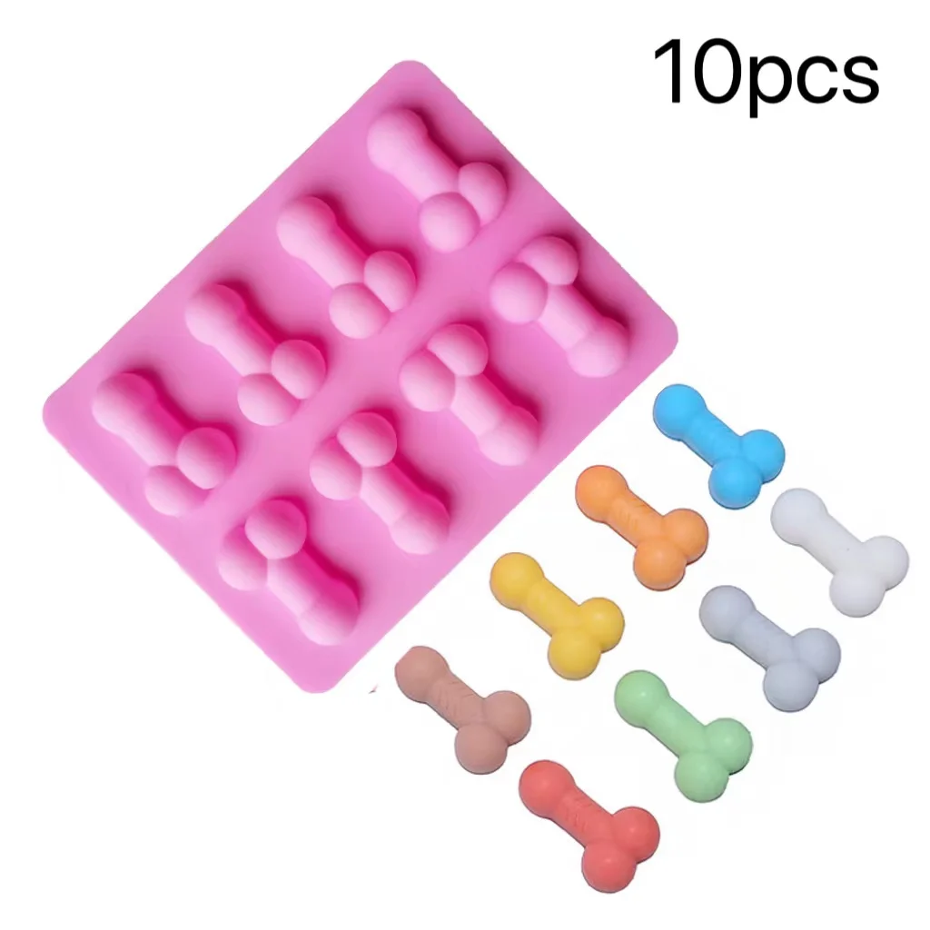 

10Pcs Funny Penis Silicone Mold Ice Cube Tray Food-graded Soft Moulds Kitchen Bar Drinking Tools Bachelorette Party Supplies