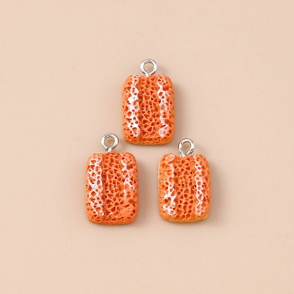 Leslie 10 Stück süße Waffel-Croissant-Ei-Törtchen-Baguette-Brot-Charms-Anhänger für Ohrringe, Armbänder, Halsketten, Schmuckherstellung, DIY – Detail 2