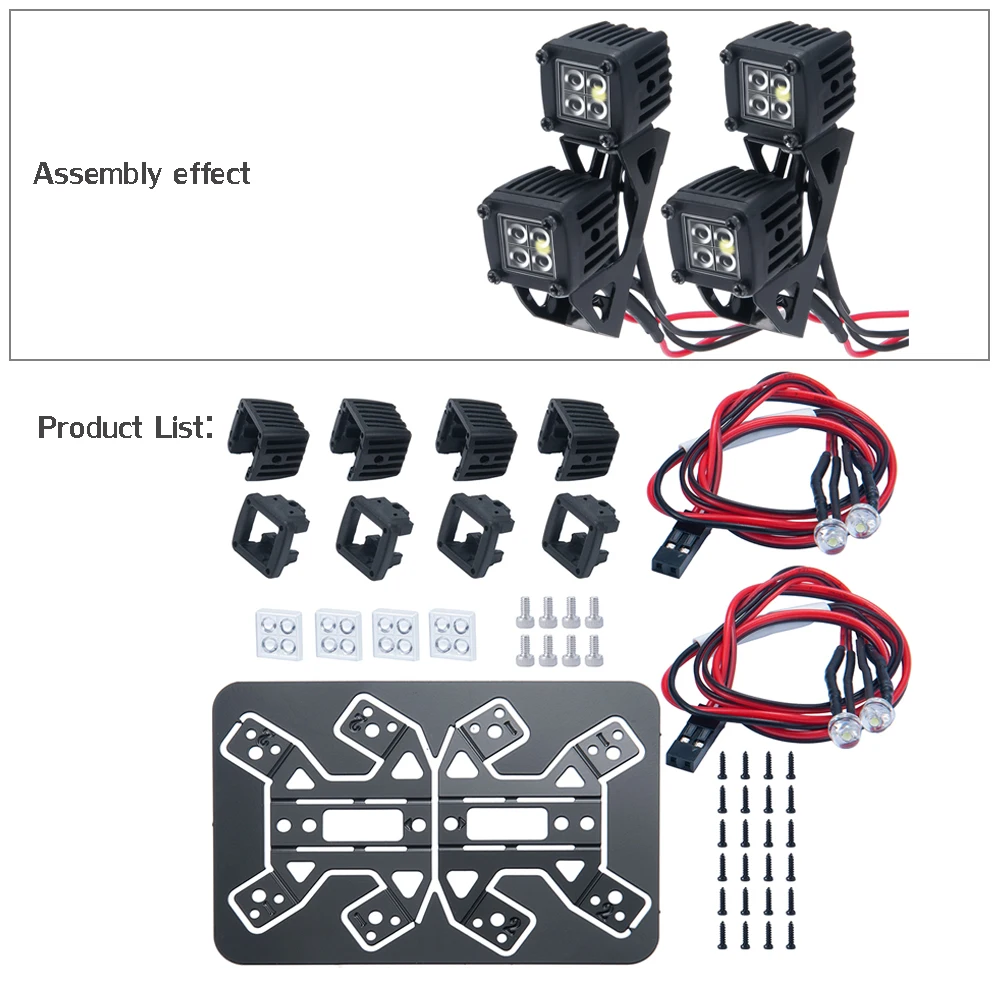 YEAHRUN LED-Leuchten Scheinwerfer Scheinwerfer für TRX-4 TRX6 Axial SCX10 Wraith SCX24 1/10 1/24 RC Auto LKW Dekoration Teile
