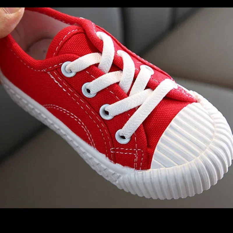 Children Canvas Sports Shoes Fashion Soft Soled Thick Flat Bottom Board Shoes Kids Solid Color Casual Sneakers Outdoor Non Slip