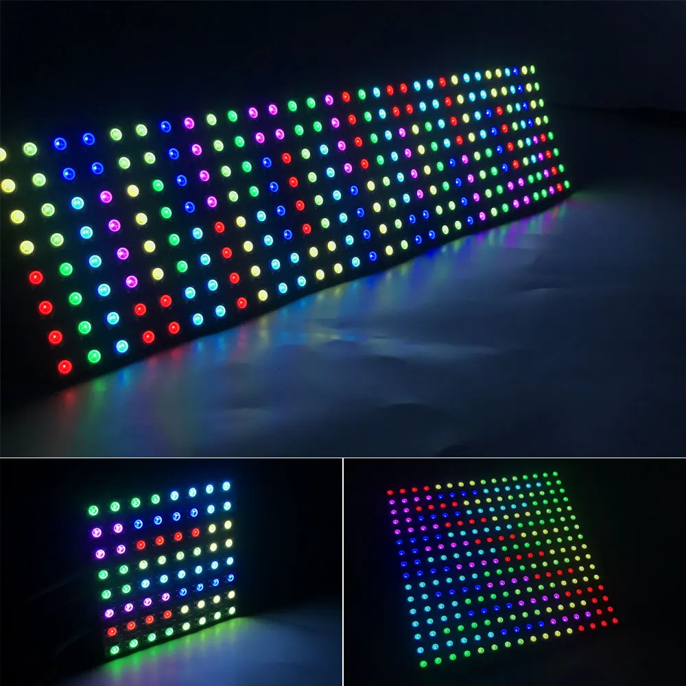 DC5V WS2812B LED Panel Light Flexible Individually Addressable Digital Module RGBIC Matrix Screen 8x8 16x16 Pixels