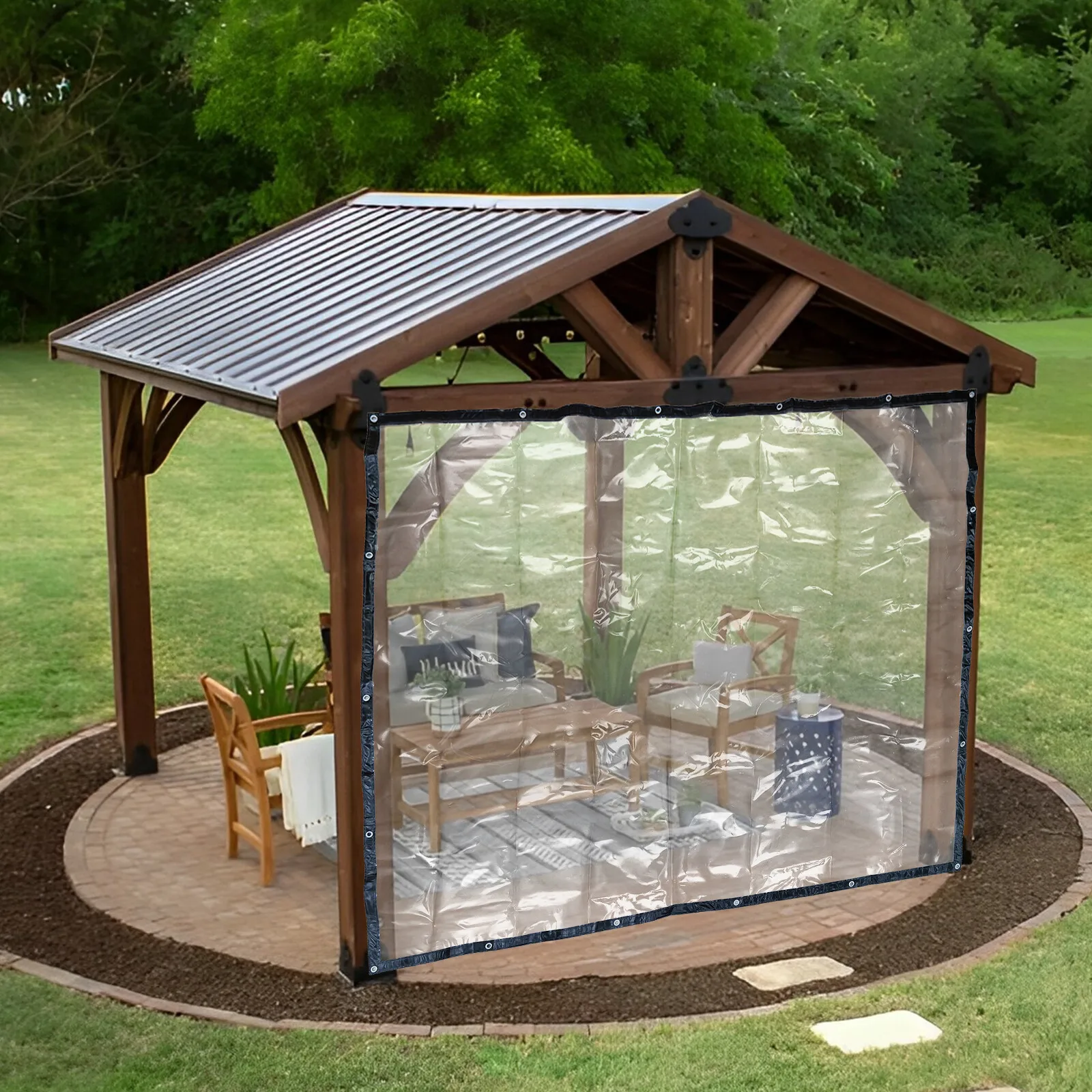 

8×10ft Clear PVC Waterproof Tarpaulin Heavy Duty Transparent Waterproof Sunshade Tarp