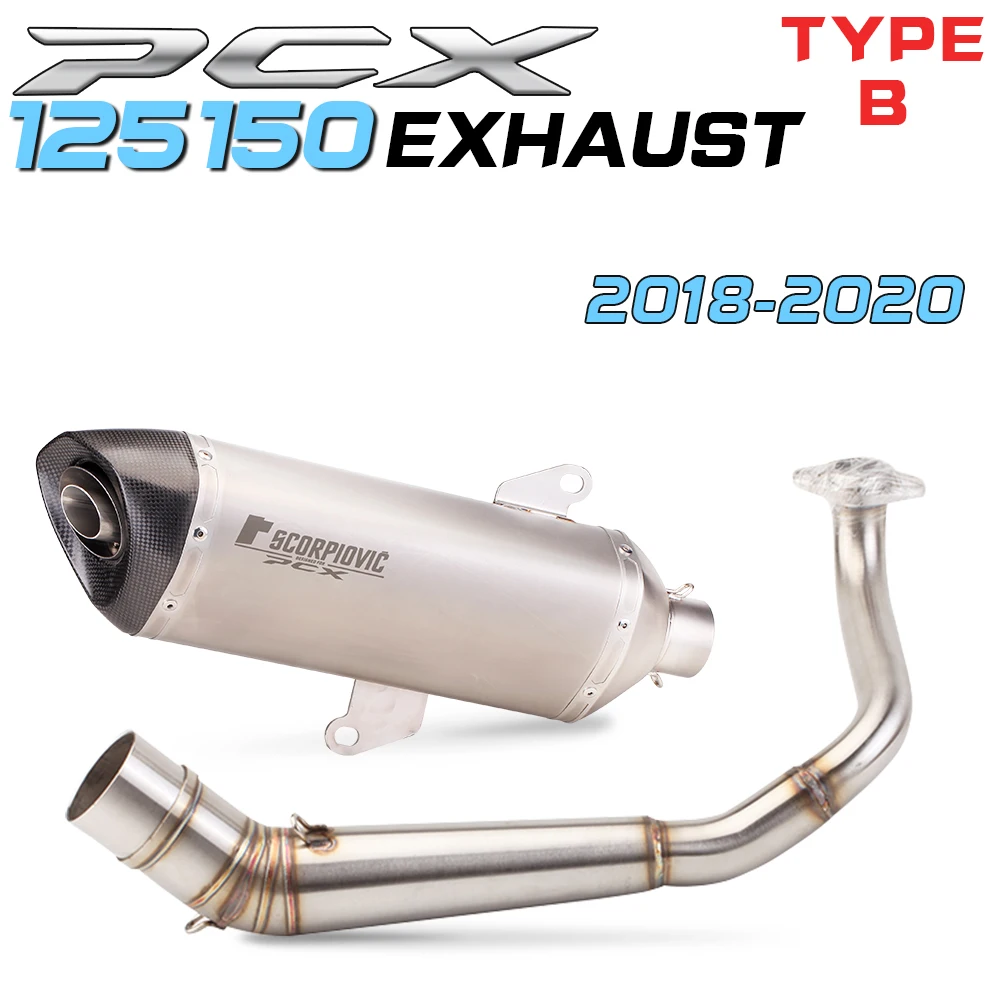 PCX 125 150 Motorcycle Scooter Exhaust Muffler Full System Middle Pipe Slip-On Escape Fit For HONDA PCX125 PCX150 Exhaust18-2020