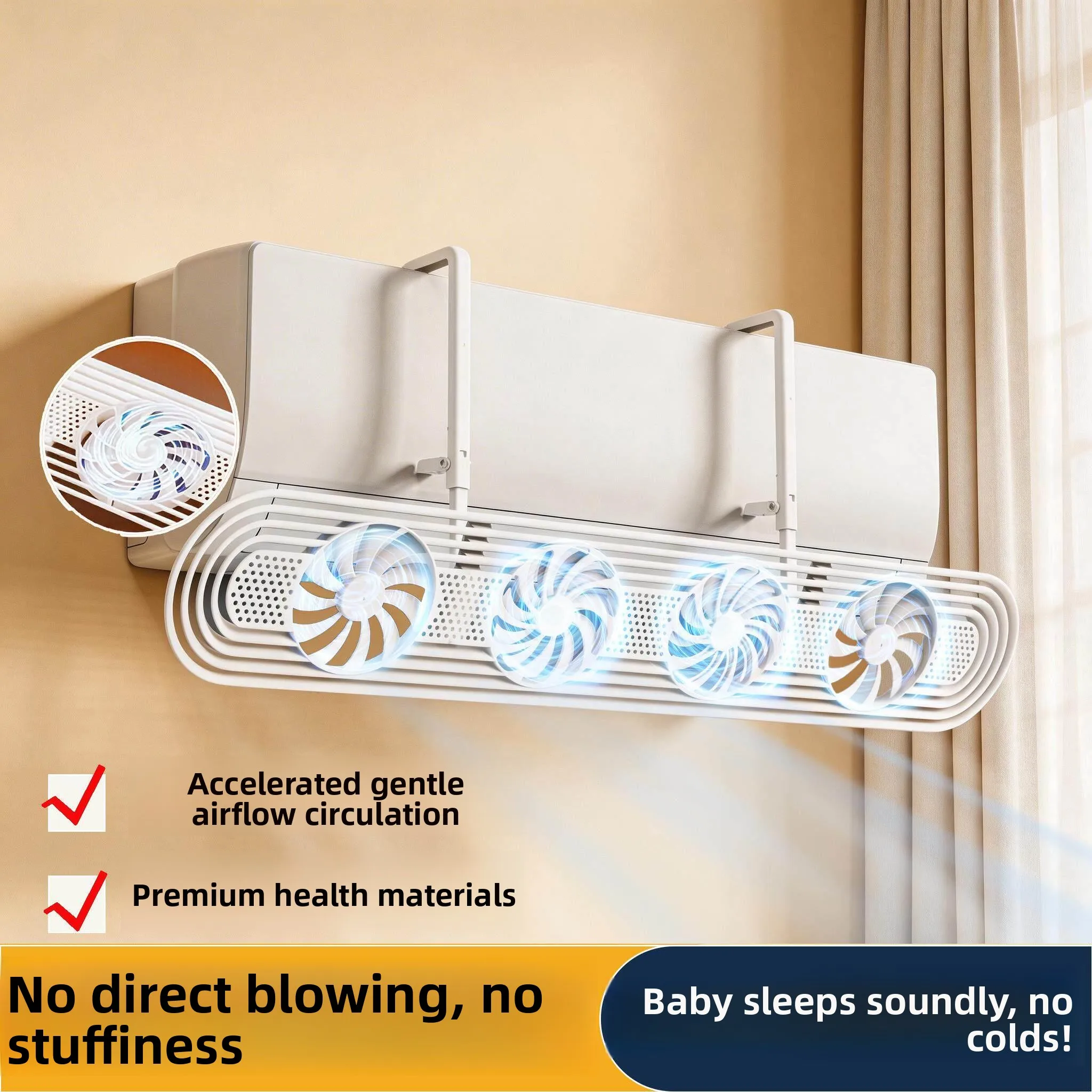 

Universal Air Conditioner Windshield with Fan No Installation Needed Maternity Care Wind Guiding Hood Dustproof Family Tools