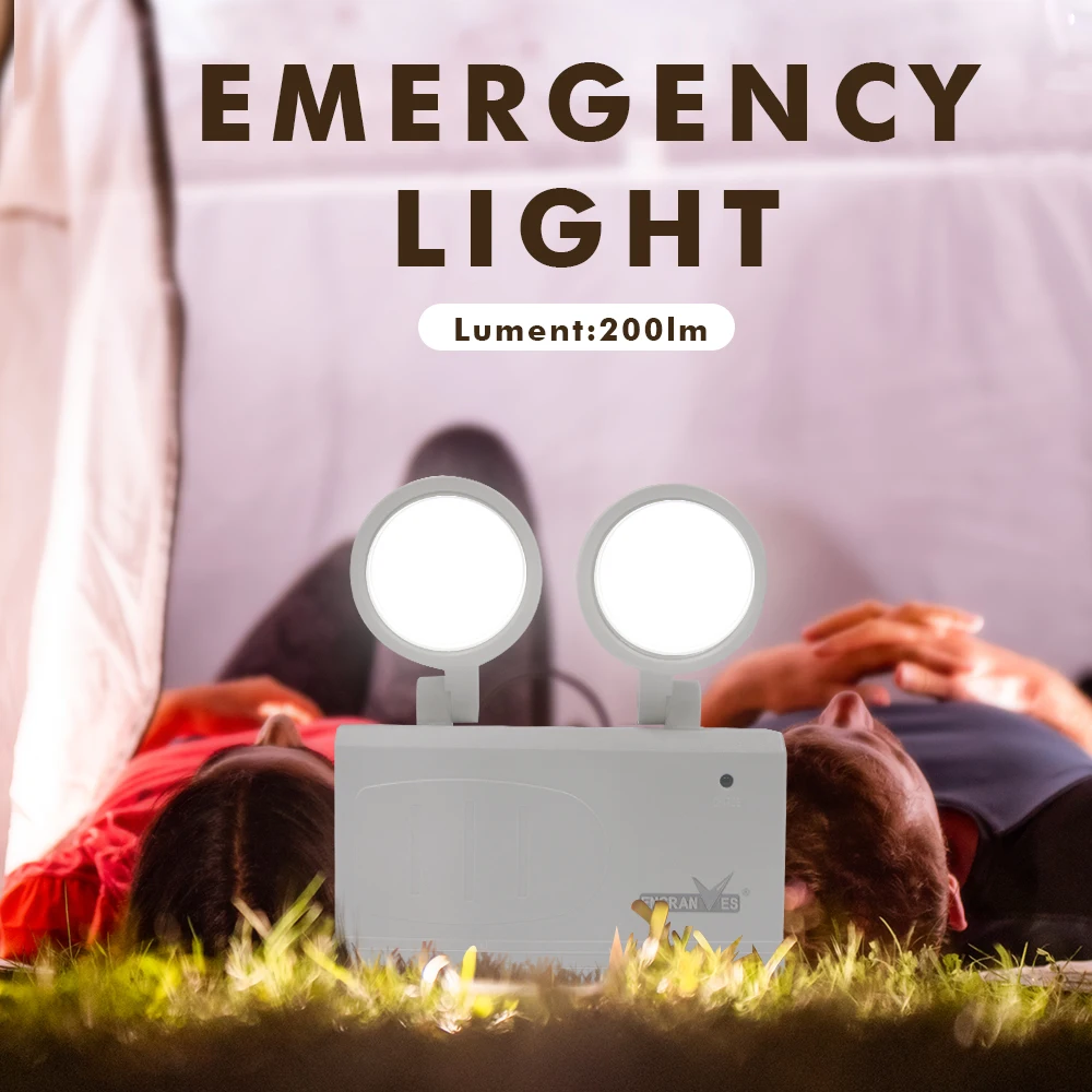 LED مزدوج الرأس ضوء الطوارئ مكافحة الحرائق ضوء الحائط أضواء الإخلاء في حالات الطوارئ المحمولة مصباح التخييم القابلة لإعادة الشحن