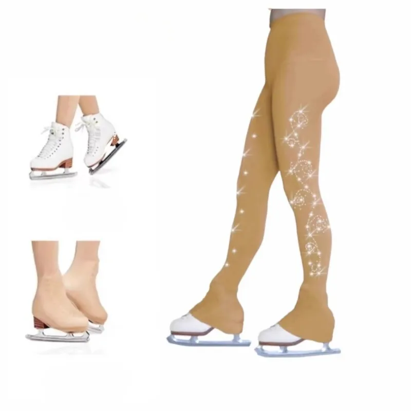 

customized Figure skating dress performance grading competition special pantyhose half bag shoes diamond studded ankle pantyhose