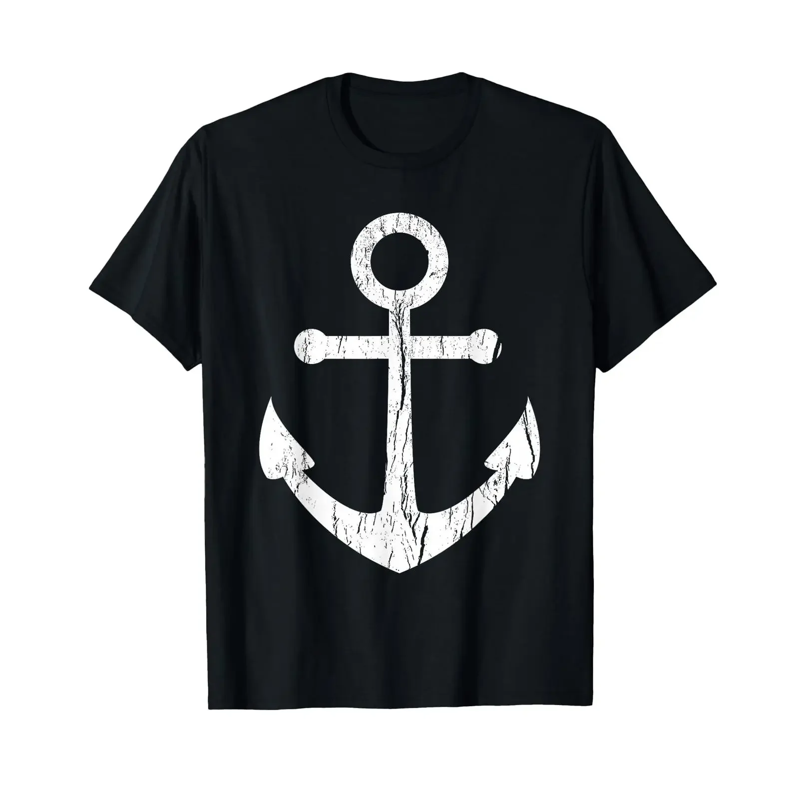 Vintage Boat Anchor T Shirt Nautical Sailing Mens Boys  vintage Washed Soft graphic designer clothes Unisex homme Stretched