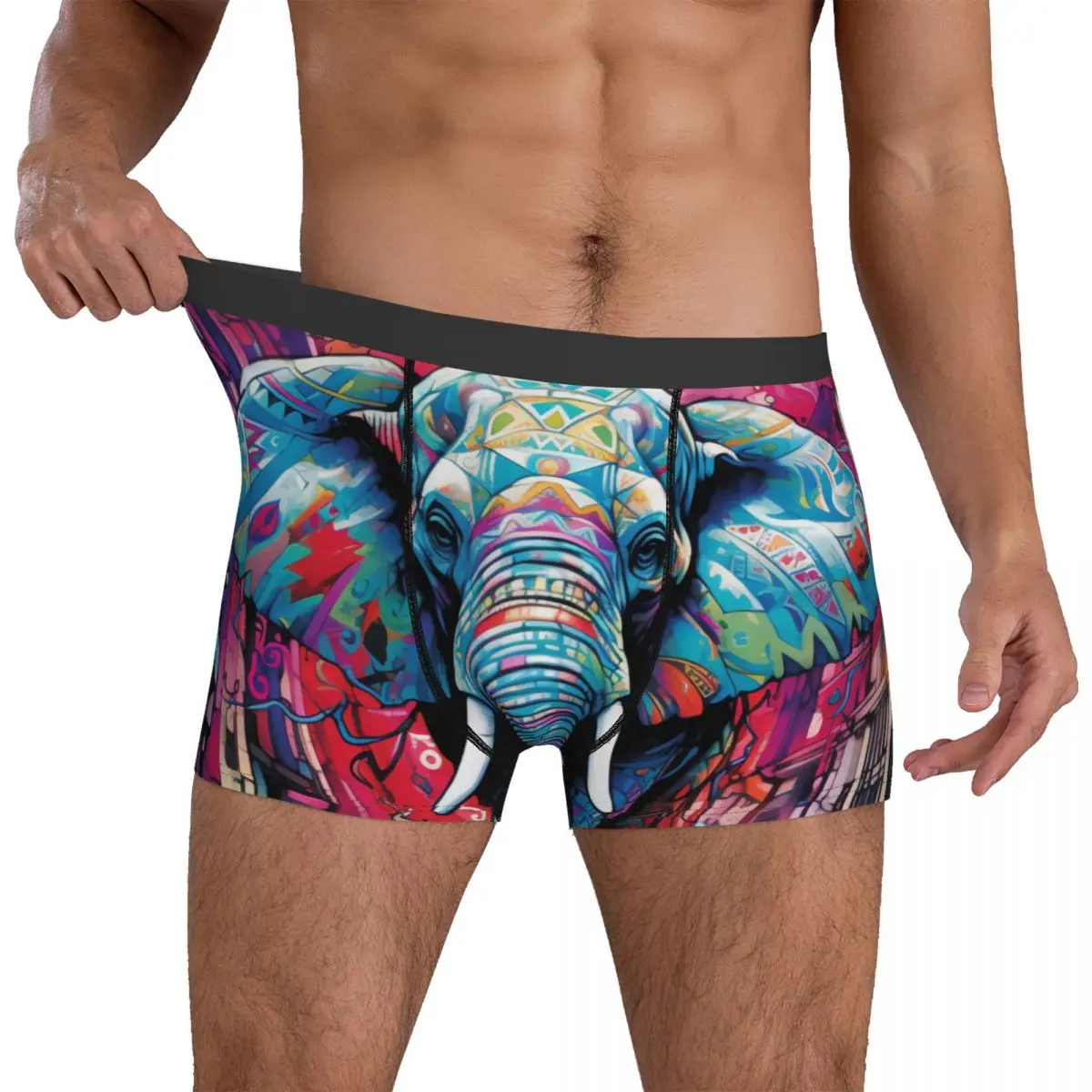 Elephant Underwear Vibrant and Exciting Graffiti Soft Panties Customs Boxer Brief 3D Pouch Males Oversize Boxershorts