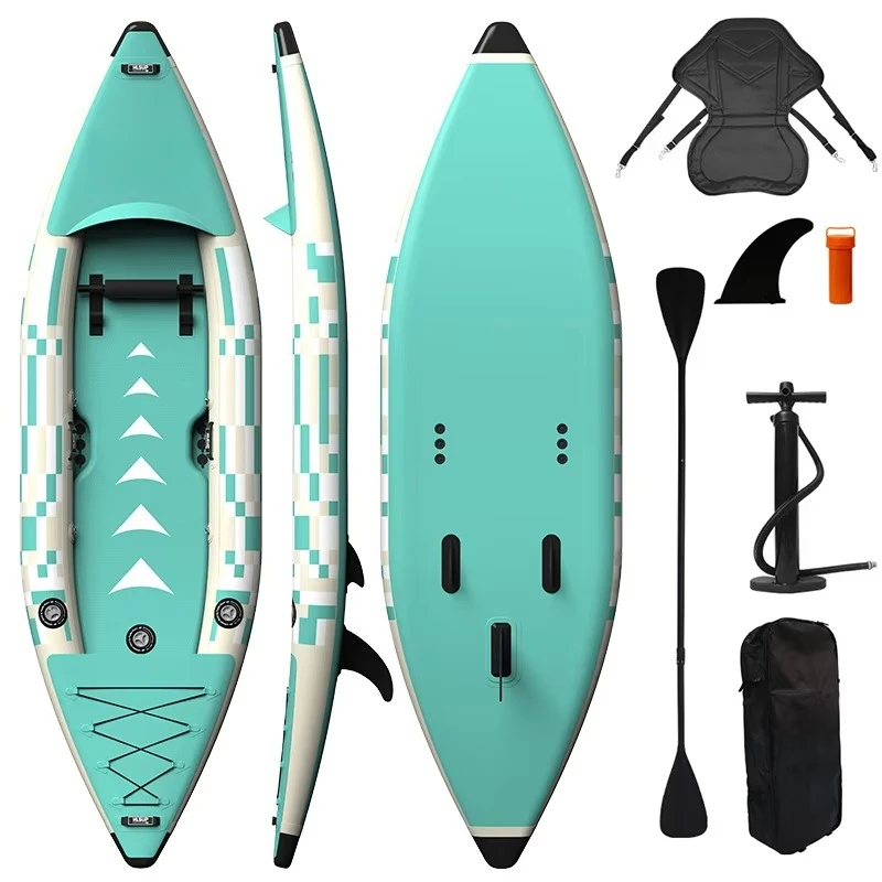 الجملة بولي كلوريد الفينيل القماش المشمع قطرة غرزة كاياك نفخ مياه المحيط زورق جامد وقوارب الكاياك في الهواء الطلق الانجراف قارب التجديف #1