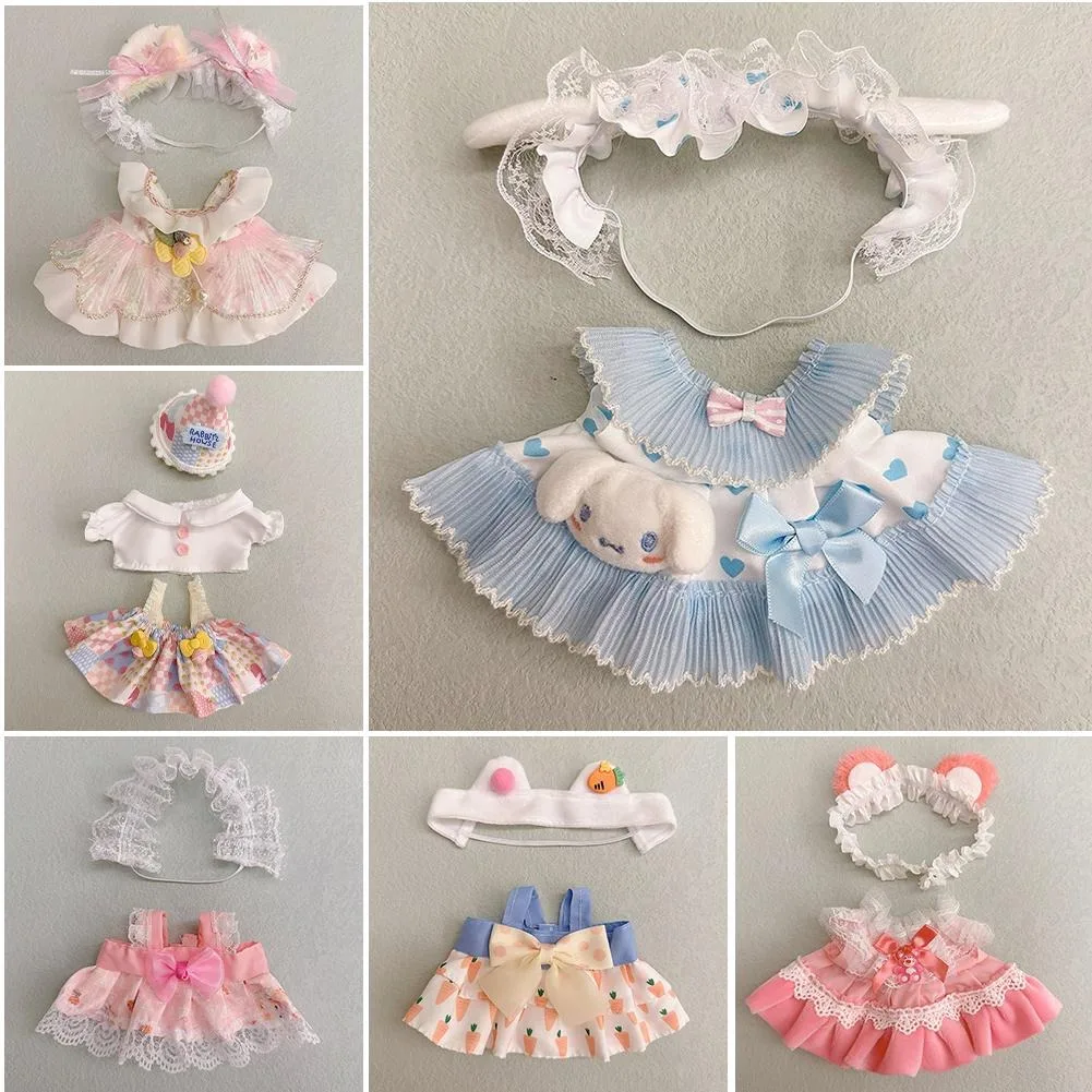 Vestido Lolita bonito e doce, Boneca muda de roupa, Saia pequena para boneca de algodão pato chateado, 20cm