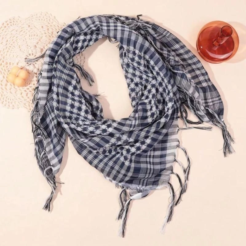 Breathable Arab Shemagh Neckwrap Plaids Arabian Head Scarf Desert Neck Covering