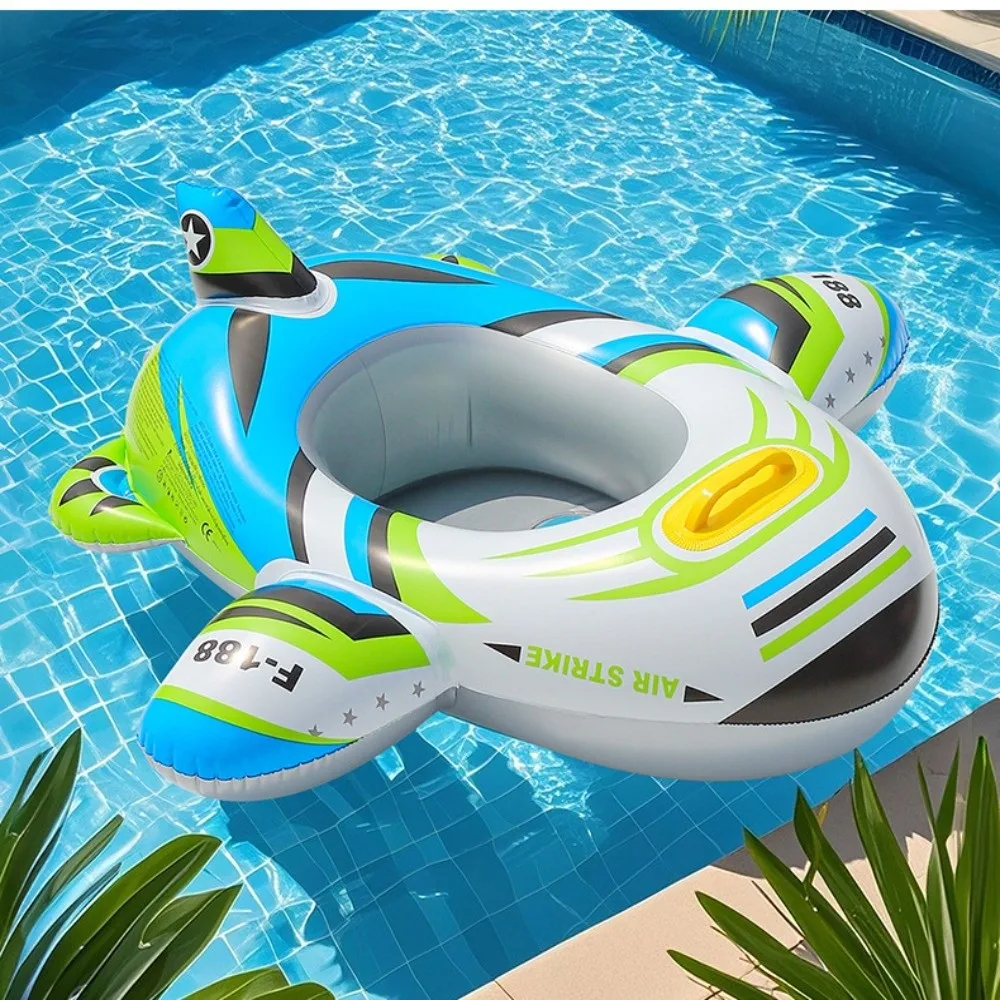 Anillo de natación para bebé con forma de avión, asiento circular, asiento flotante inflable para natación de bebé, estilo divertido inflable