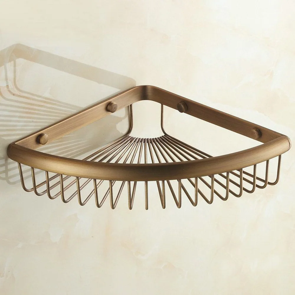 Antique Brass Wall Mounted Shower Caddy Basket Bathroom Cosmetic Shelf Storage/Rack aba510
