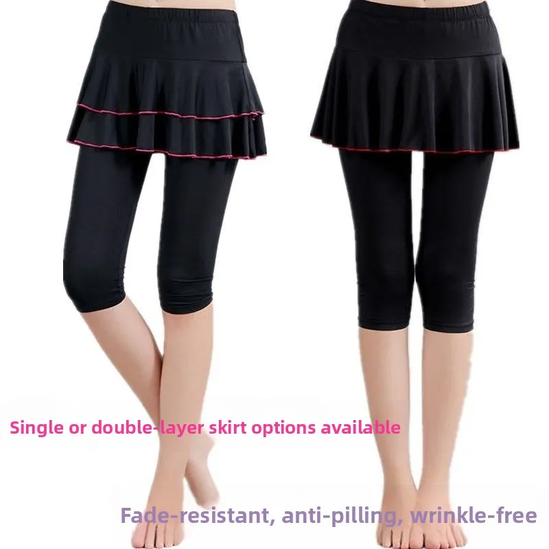 

Спортивные брюки для латиноамериканских танцев Fitn Sports, женские юбки-брюки для квадратных танцев, летние новые леггинсы для фитнеса, этнический сценический костюм