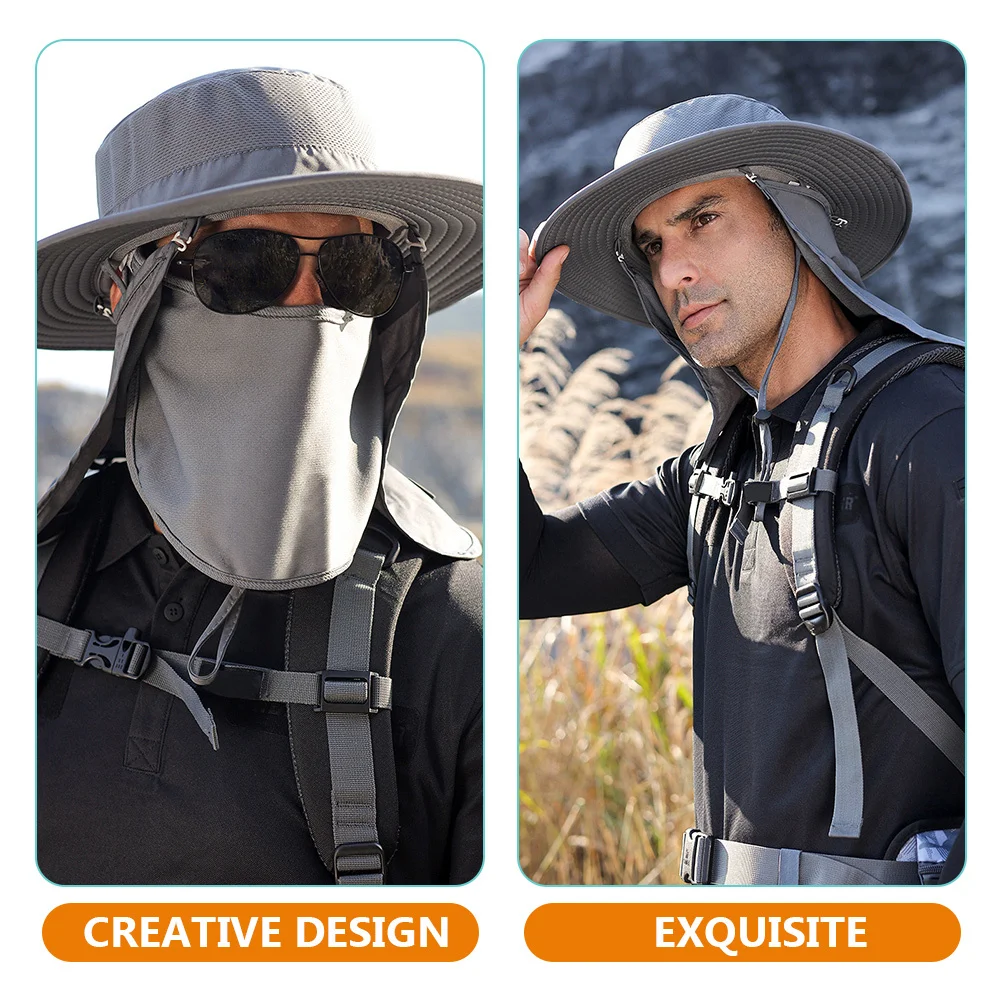 

1Set Sun Shade Hat Men Women Detachable Face Cover Wide Brim Breathable Chinlon Material Uv Protection Outdoor