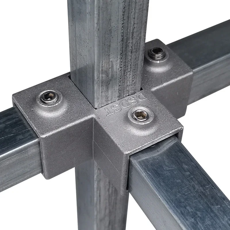 Rura kwadratowa OD 25x25mm Element łączący Kolanko ze stopu aluminium Trójdrożna rura kwadratowa Stałe złącze Stojak do przechowywania