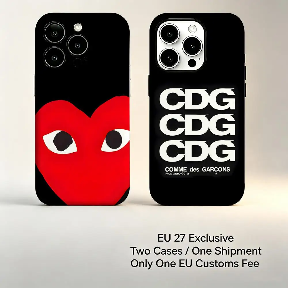 Новый роскошный чехол для телефона с красным сердцем C-CDG Love для iPhone 17 16 15 14 13 12 11 Pro Max X XR XSMax Plus, глянцевый, из твердого поликарбоната