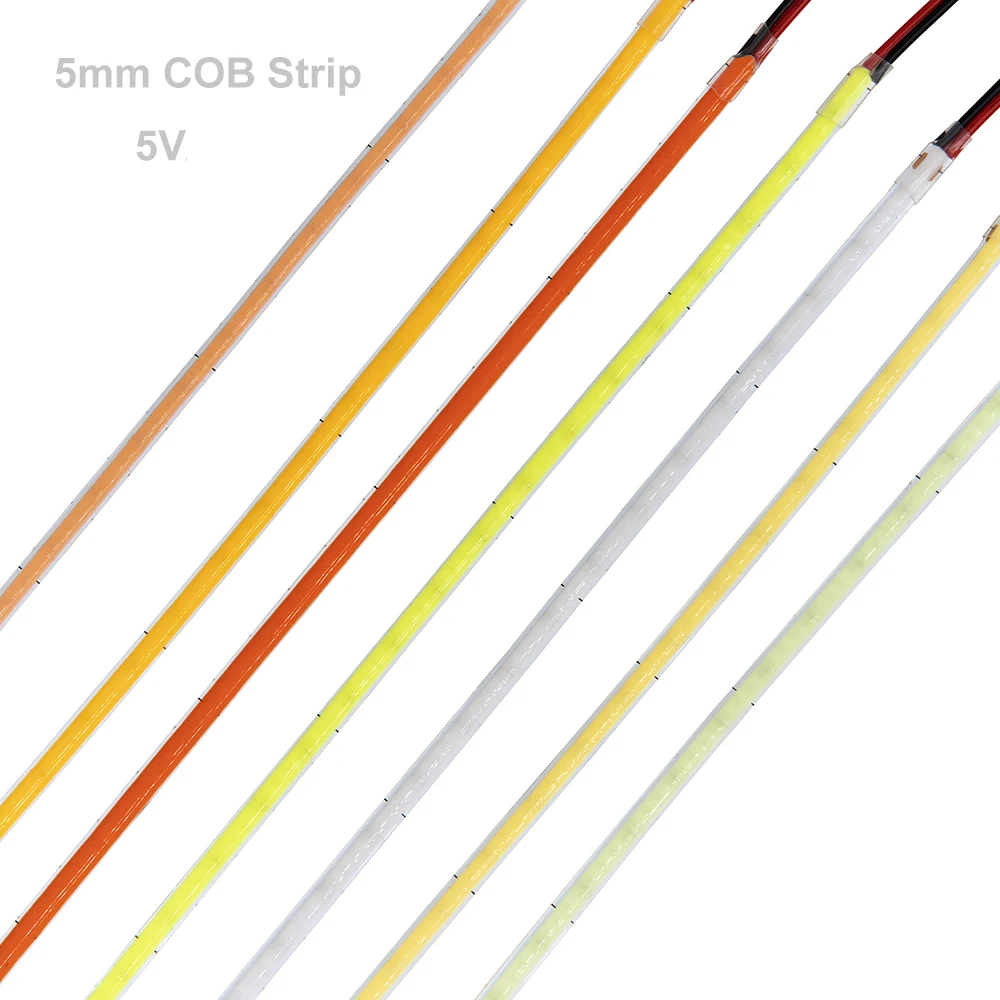 5mm 5v COB Led Strip Flexible Flexible LED Belt Home Decor Linear Lighting Tape Wire/DC Connect White/Warm/Natural For Home Deco