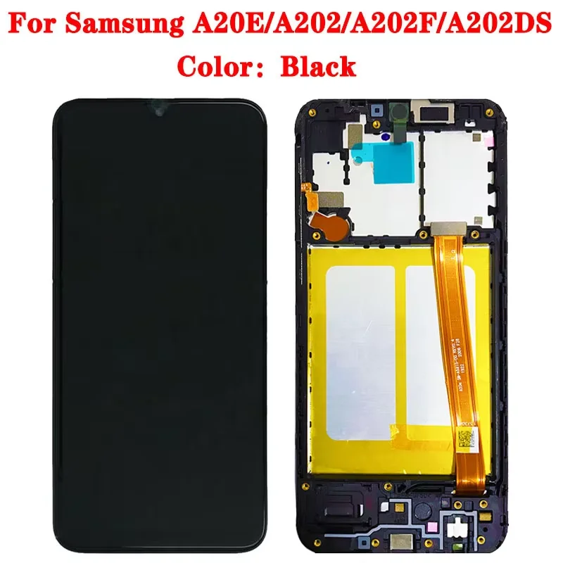 Wysoka jakość dla Samsung A20e wyświetlacz LCD ekran dotykowy Digitizer zgromadzenie A202 A202F wymień bezpłatną tylną pokrywę A20E — zdjęcie produktu 4