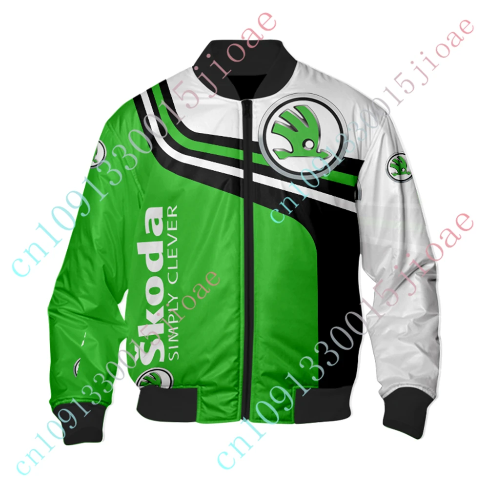 Skoda Clothing Bomber Jacket Jackets For Men Harajuku Parkas Windbreaker Techwear Baseball Uniform Thick Coat Custom Logo