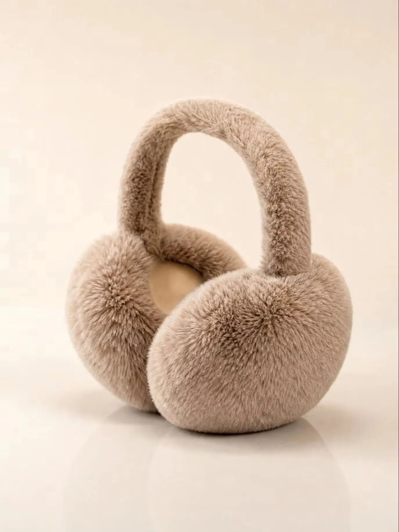 Foldable Plush Winter Warm Earmuffs, Light Milk Tea Brown Full Coverage Ear Covers