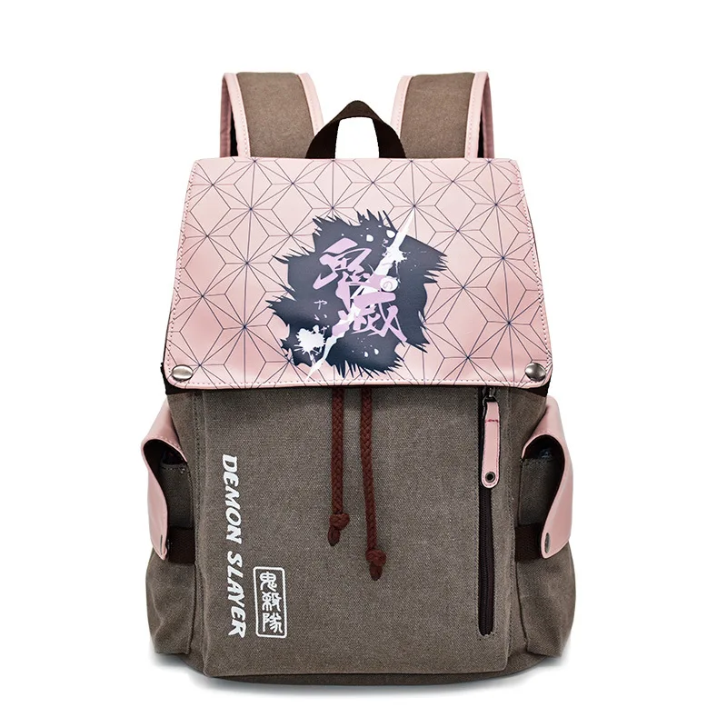 Demon Slayer Anime Cartoon Canvas Backpack Kimetsu No Yaiba Nezuko Tanjirou Zenitsu Giyuu Printing Laptop Schoolbag Birthday Bag