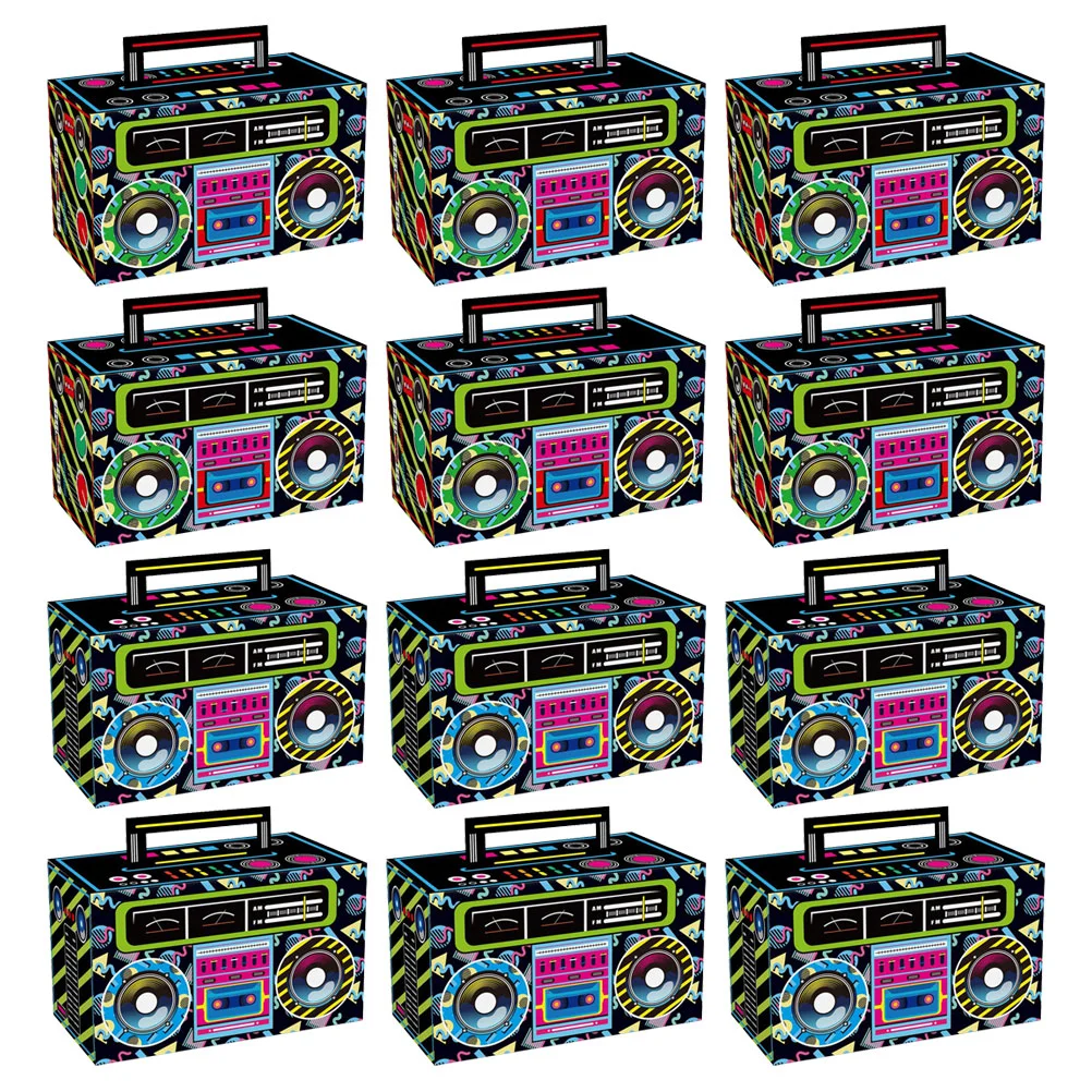 12pcs 80s Theme Party Decorations Candy Boxes Party Favors 80's Cassette Tape Buckets