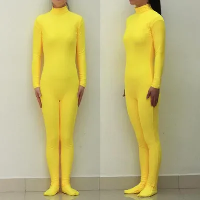 

Sexy Lycra Spandex Yellow Unisex Party Leotard Catsuit Halloween Cosplay Costume Fetish Zentai Suits Wear