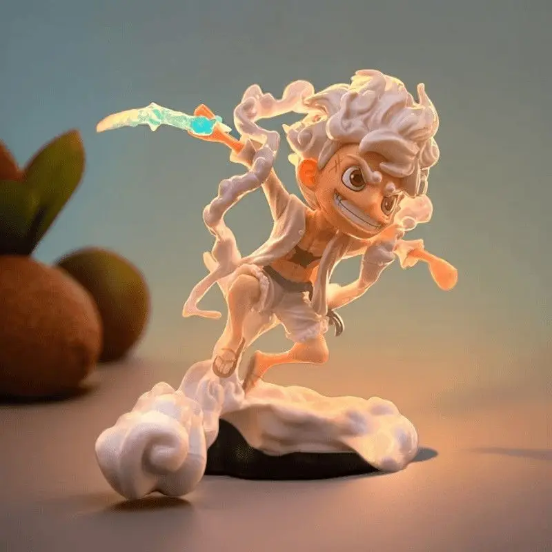 

One Piece Animation Figure Kawaii Sun God Nika Luffy Holding Lightning Host Case Internal Ornament Desktop Ornament Holiday Gift