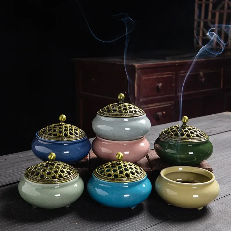 Ceramic Incense Burners Holder Coil Cones Stick Incense Buddhist Home Decor Tearoom Yoga Room Desktop Ornaments Aroma Burner