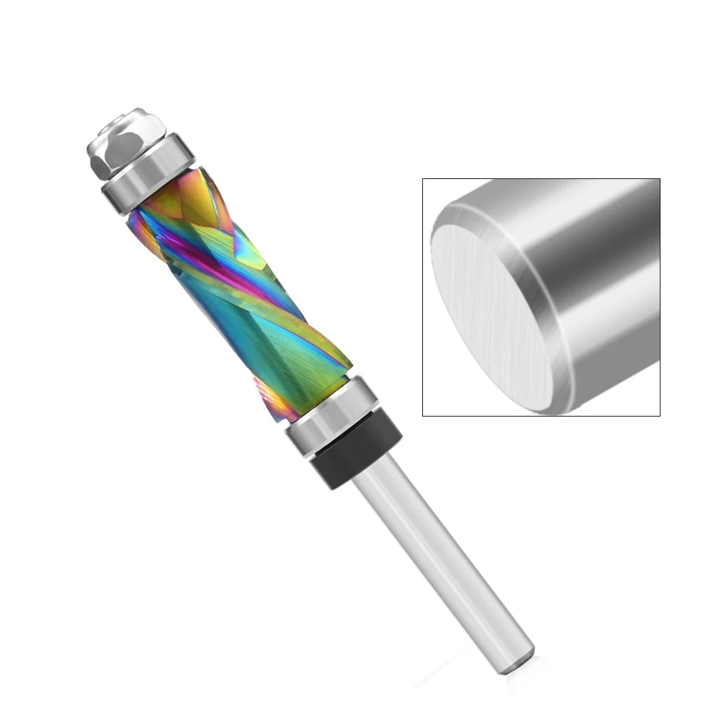 

1PCS Up And Down Bearing Trimming DLC Coated Extra Long Flush Trim Router Bit Precision Dual Bearing For Trimming Particle Board