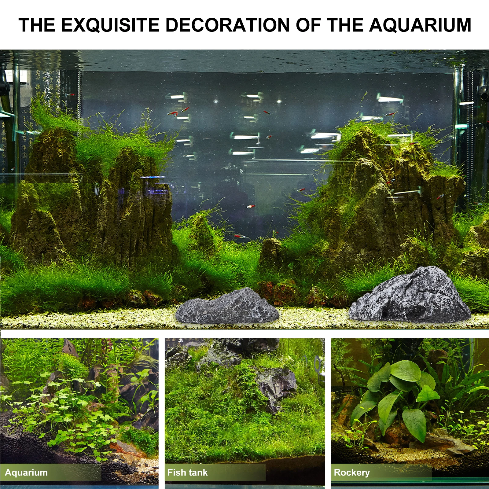 

3Pcs Simulation Stones Micro Landscape Decor Durable Miniature Adornments Aquariums Garden Flower Pot Decoration