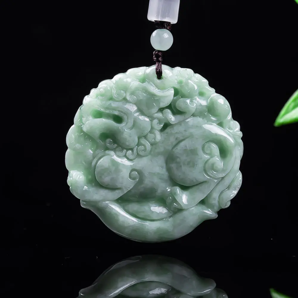 Natural Myanmar Jadeite Pixiu Pendant Necklace Accessories Fashion Luxury Carved Amulet Real Jade Talismans Gifts for Women