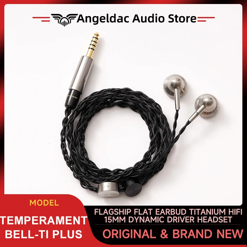 Temperament Bell-Ti Plus Flagship Flat Earbud Titanium HIFI 15mm Dynamic Driver Headset