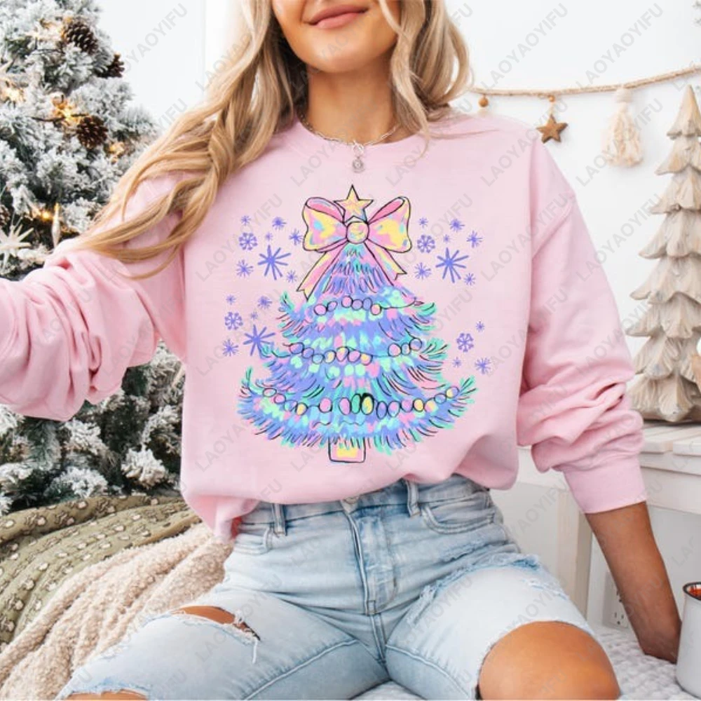 Lebendiges Weihnachtsbaum-Sweatshirt mit Schleife, schöne Mode, Weihnachten, Urlaub, Party, Hoodies, Geschenk, Damenbekleidung, Herbst-Winter-Tops