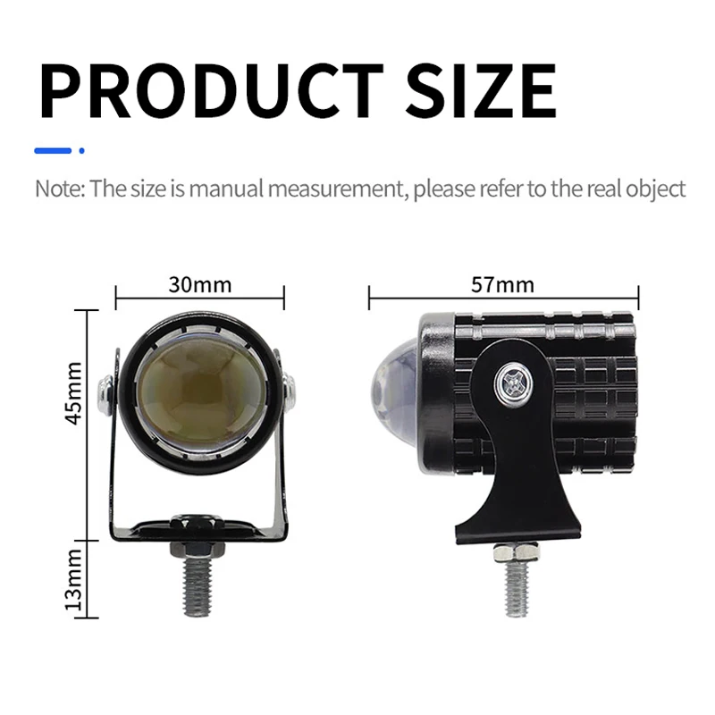 Motorcycle Headlight With Switch LED Spotlights Super Bright Dual Color Hi/Lo Beam Moto Auxiliary DRL Motorbike Lamps Fog Light