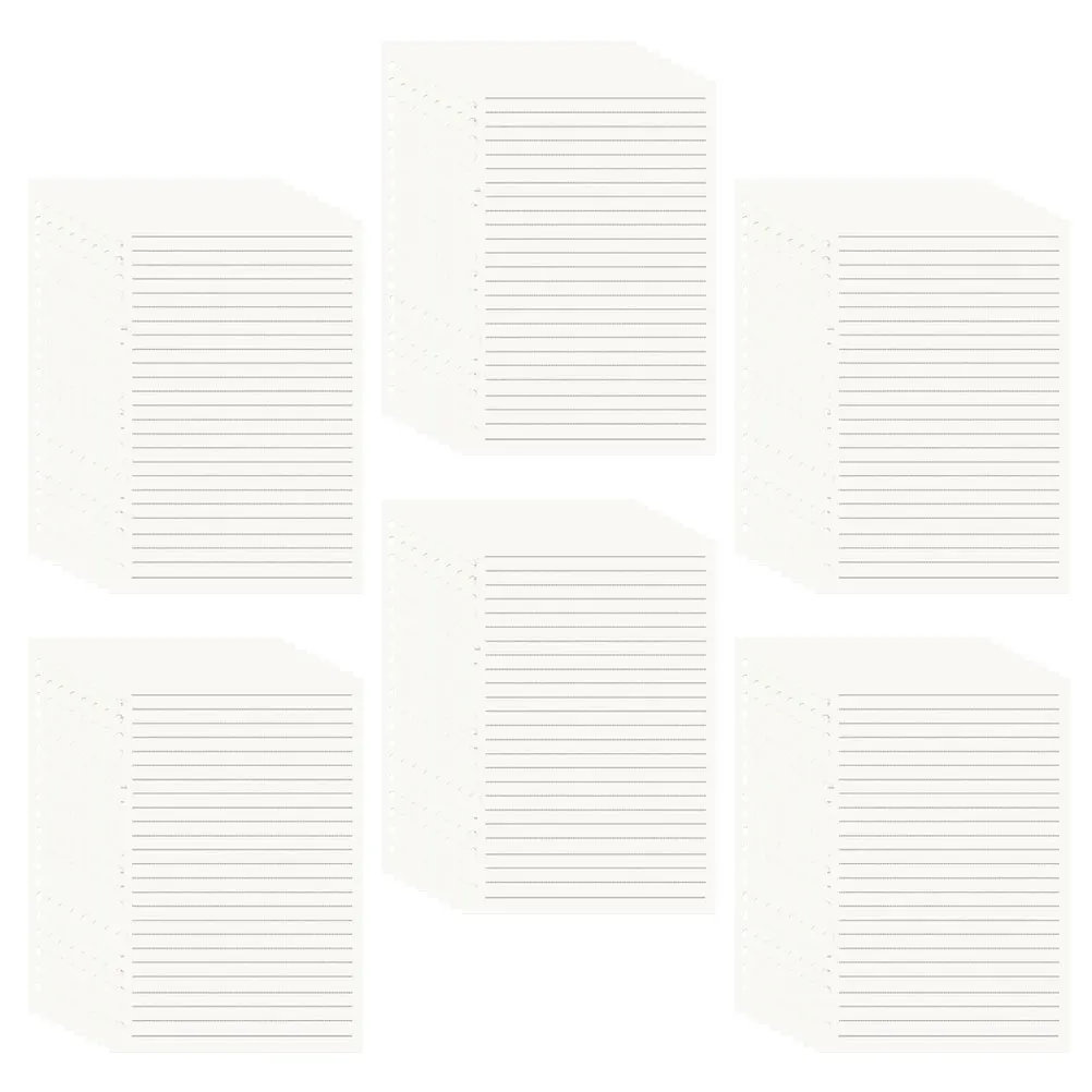 

6 Books A5 Lined Loose Leaf Paper 60 Sheets Horizontal Grid Core Refill Memo Pads Planner Binder Notebook Inserts