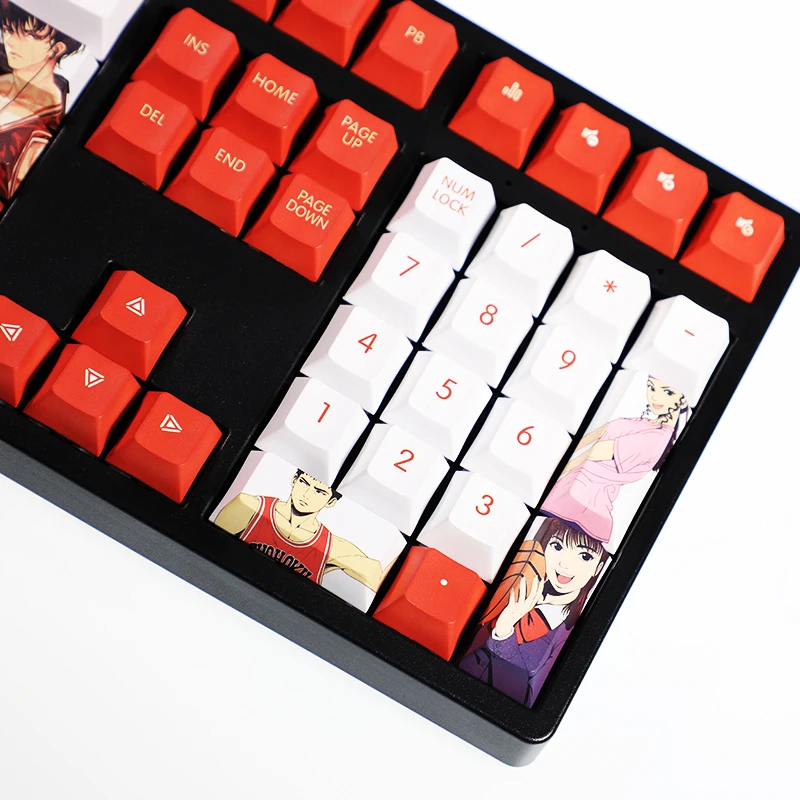 Imagem -05 - Teclas Slam Dunk Anime Tema Cor Keycap Pbt Material Cereja Perfil Legal Design Mecânico Teclado Boné 108