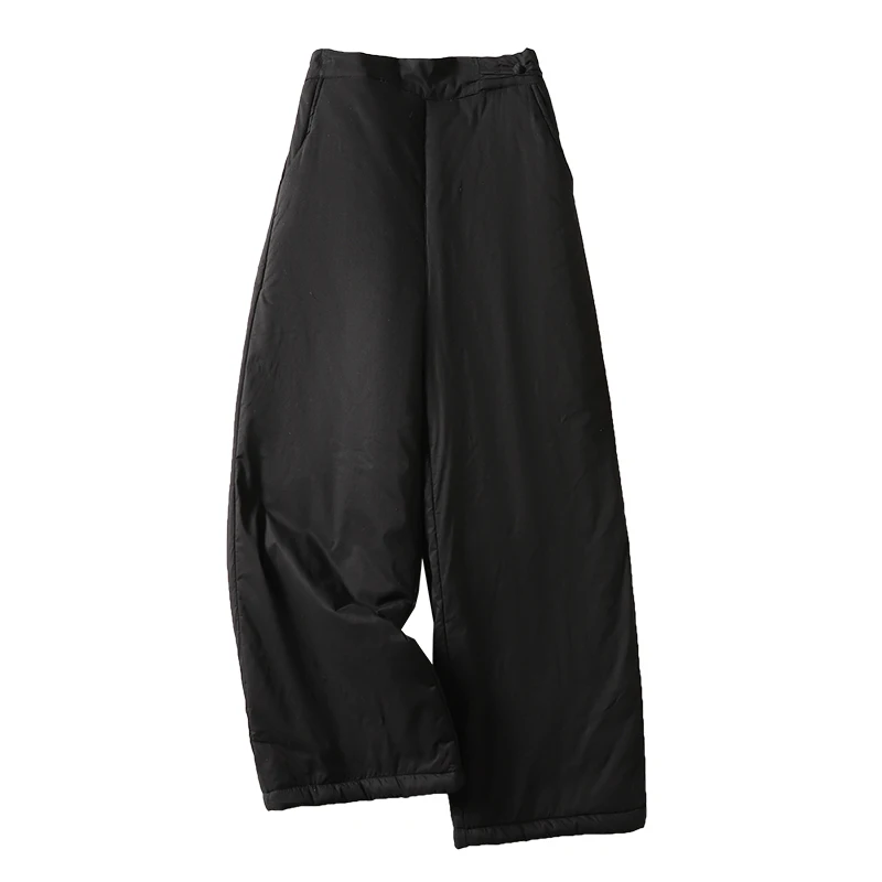 Pantalones informales de algodón Retro nacional Sle Thiened, pantalones largos cálidos adelgazantes de cintura alta para mujer de talla grande, pierna recta