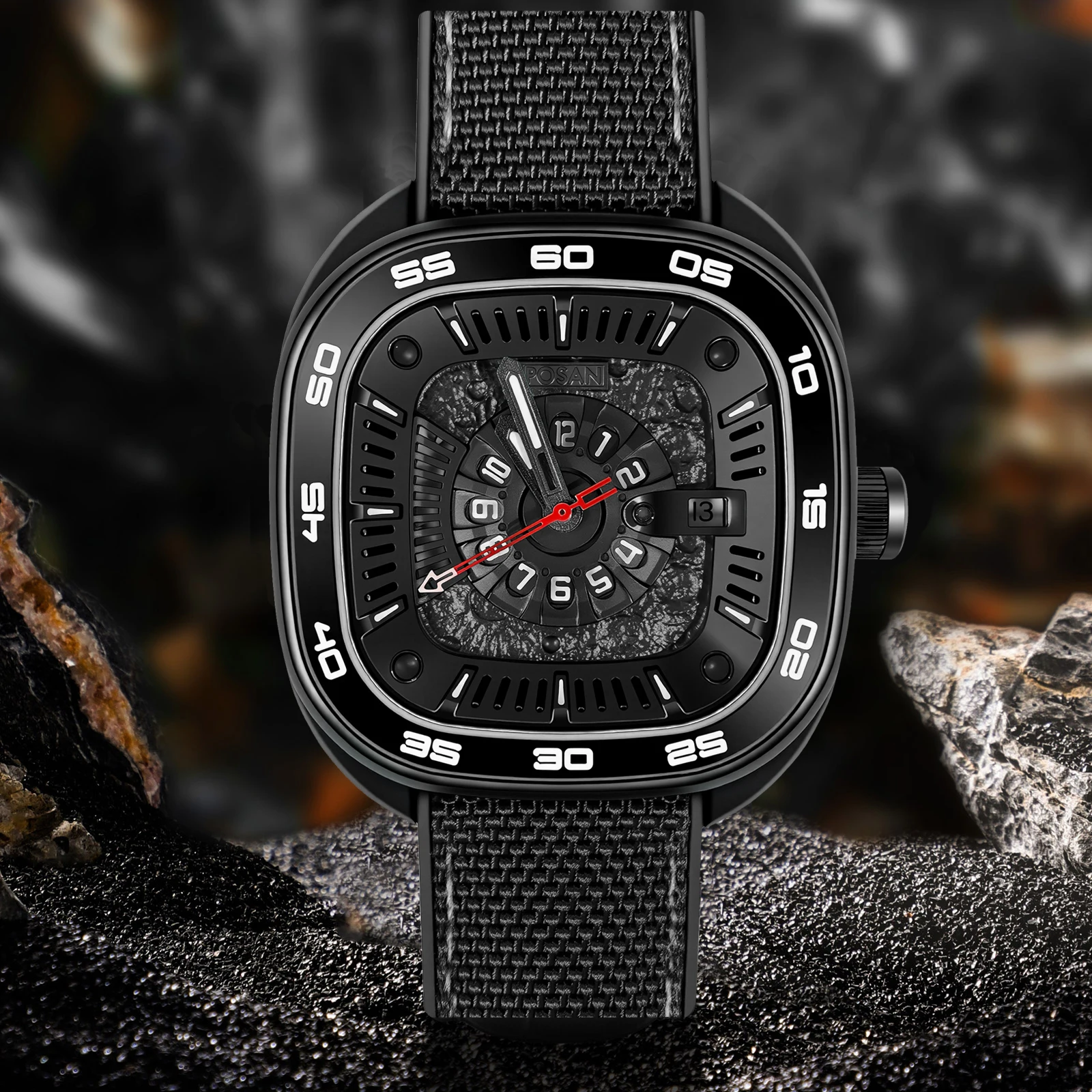 PINDU+POSAN Jointly Design New 2824 Movement Men Mechanical Watch Sapphire Glass Fluororubber Waterproof Titanium Metal Watch